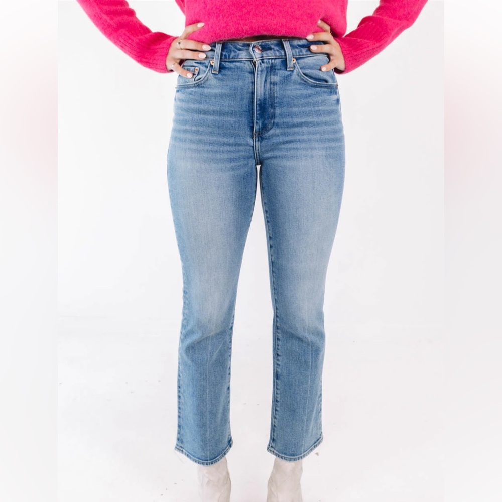 Pistola Womens High Rise Crop Boot Light Blue Bootcut Jeans